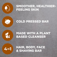 Texture crèmeuse et riche de la barre, sensation douce après application.