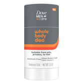 DOVE MEN+CARE Déodorant bâton corps entier, aperçu emballage et protection polyvalente