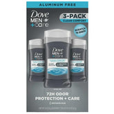 Dove Men+Care déodorant en bâtons Clean Comfort, protection durable et peau douce.