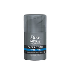 Dove Men+Care Hydrate visage – bouteille montrant hydratation durable sans gras.