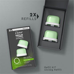 Dove Men+Care emballage recharge 98% recyclé et recyclable.