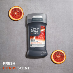 DOVE MEN+CARE Parfum agrumes d'été, senteur fraîche et vivifiante.