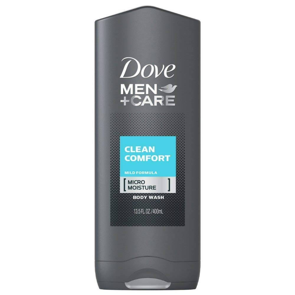 Dove Men+Care Clean Comfort, bouteille; hydratation et nettoyage rafraîchissant en douche.