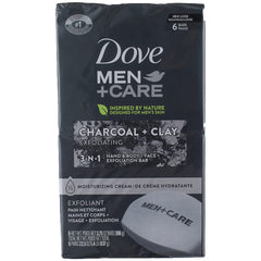Savon Dove Men+Care Elements Charbon et Argile, paquet de 6 barres.