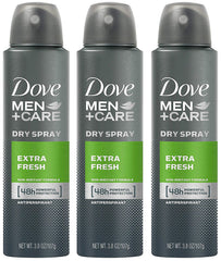 Dove Men Extra Fresh bottle front view offering long-lasting freshness