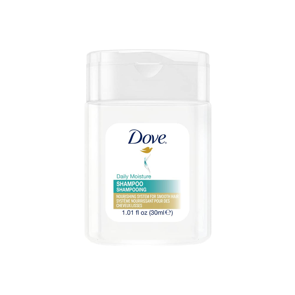 Bouteille Dove mini-shampoing hôtel avec bouchon rabattable, pratique pour les séjours