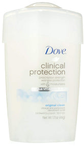 Dove Protection Clinique Original Clean bâton en gros plan, protection durable contre l’humidité.