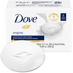 Savon Dove Original pack quatre barres pour usage pratique.