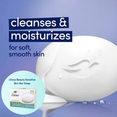Dove Sensitive sans parfum, formule hypoallergénique pour peaux réactives.