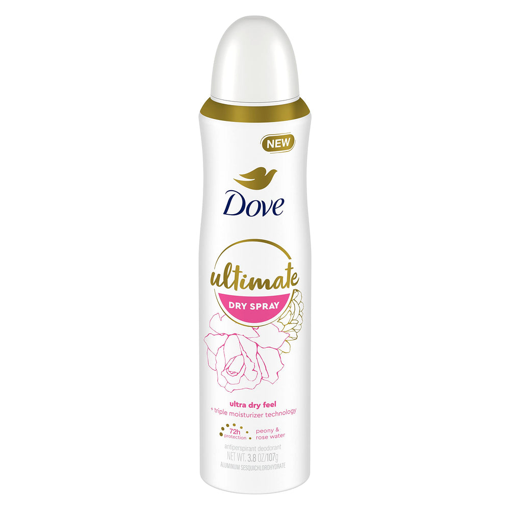 Dove Secrets Nourrissants spray-sec en bouteille, hydratation légère et fraîcheur durable.
