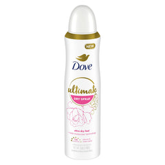 Dove Secrets Nourrissants spray-sec en bouteille, hydratation légère et fraîcheur durable.