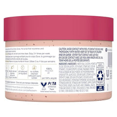 Texture gommage Dove creme grenade karite visible lors de l application.