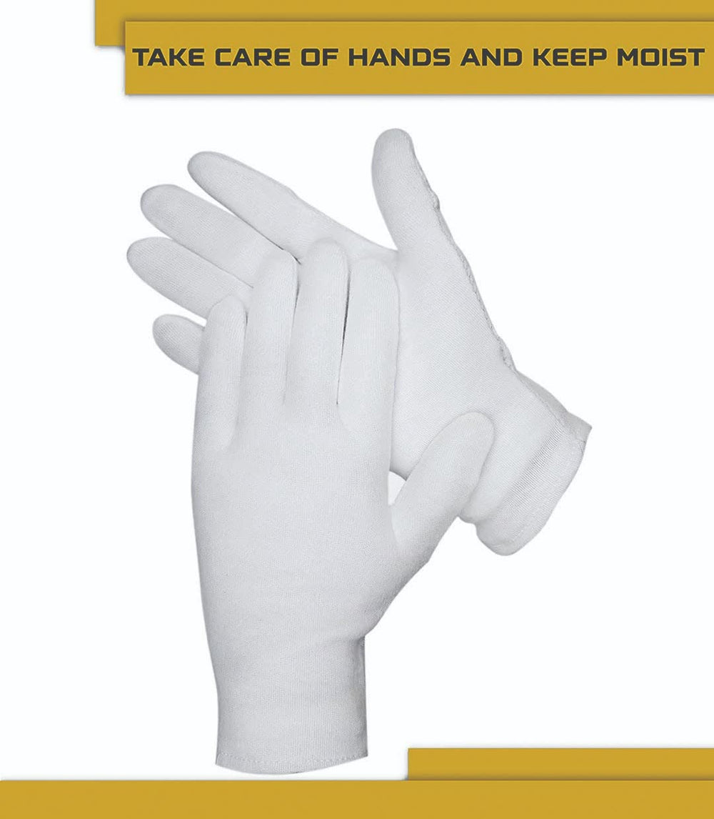 Gants coton blancs DOVORTEX, pack de 24 pièces pour soin et inspection.