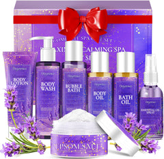 DOYEEWO coffret spa lavande 7 pieces, expérience sensorielle à domicile pour relaxation.