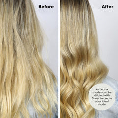 dpHUE Gloss+ Sheer – application sur cheveux humides, plus de brillance.