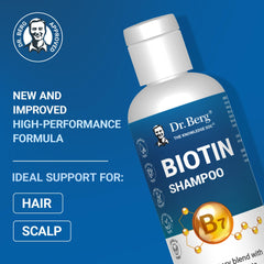Dr. Berg Biotine Shampoing - étiquette lisible pour routine capillaire simple