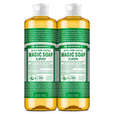 Dr. Bronner's Almond Castile montre la bouteille 473 ml, idéale pour un usage polyvalent.