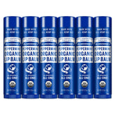 Dr. Bronner's baume lèvres menthe en emballage six-pack, hydratant.