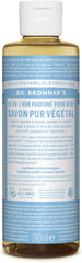 Dr Bronner's Savon liquide bébé sans parfum, bouteille 473 ml, usage polyvalent.
