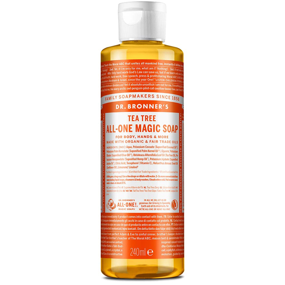 Savon Pur-Castile Dr. Bronner's à l'arbre à thé, bouteille de 8 oz prête pour l'usage polyvalent