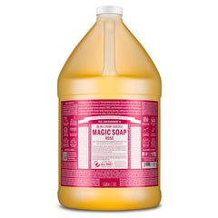 Savon pur-castile rose Dr. Bronner's en bouteille 1 galon, utilisation polyvalente.