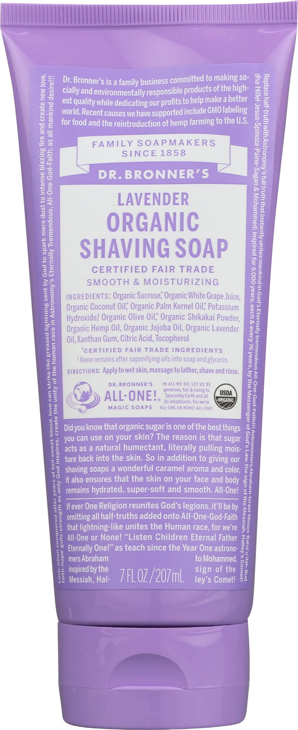 Dr. Bronner's Savon de rasage lavande — mousse riche et hydratation pour le visage
