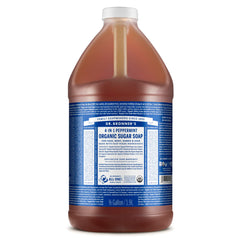 Dr. Bronner’s Savon au sucre biologique menthe — bouteille pratique pour la douche.
