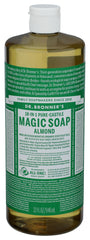 Dr. Bronner's Almond Castile Soap bottle for multi purpose cleaning and body wash
