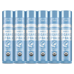 Dr. Bronner’s Baume à lèvres 6-pack sans parfum, emballage pratique pour hydrater durablement.