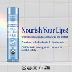 Texture crème douce du baume à lèvres Dr. Bronner’s pour lèvres hydratées toute la journée.
