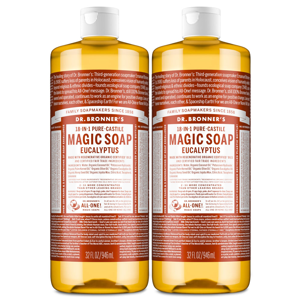 Dr. Bronner’s eucalyptus: la bouteille 32 oz, rafraîchit la peau après la douche.