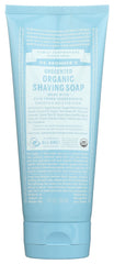 Dr. Bronner's gel de rasage doux sans parfum en tube, rasage en douceur.