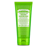 Dr. Bronner's gel de rasage citronnelle et citron vert, flacon de 210 ml, mousse riche.