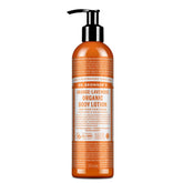 Dr. Bronner's Lotion Orange Lavande - bouteille 236 ml, parfum apaisant et nourrissant pour peau sèche.