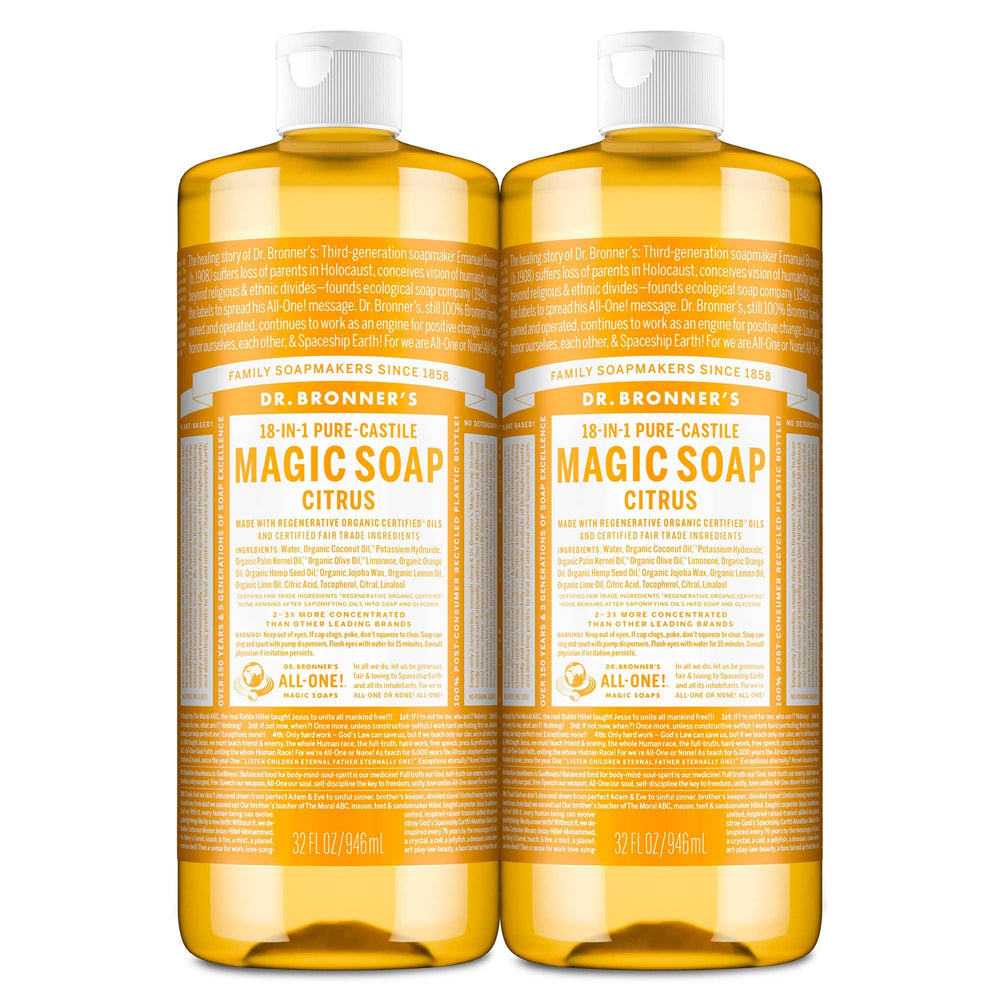 Dr. Bronner's Savon Citrus en lot de 2 x 946 ml, affichage bouteilles