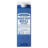 Dr. Bronner's Peppermint Pure-Castile refill bottle for face, body, and home cleaning.