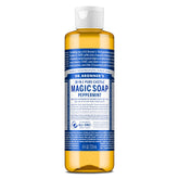 Dr. Bronner's Pure-Castile Menthe — bouteille claire avec étiquette bio.