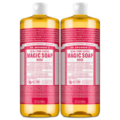 Dr. Bronner's Pure-Castile Rose – mousse riche pour une peau rafraîchie et douce.