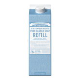 Dr. Bronner's Pure-Castile soap refill bottle, 32oz, baby unscented, versatile cleaning.
