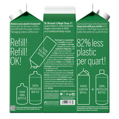 Savon liquide à l'amande Dr. Bronner's en gros plan, parfum doux.