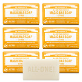 Dr. Bronner's savon-barre citronné, mousse riche et douceur peau et cheveux.