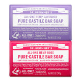 Dr. Bronner's Savon en barre Rose, soin doux visage et corps.
