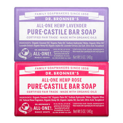 Dr. Bronner's Savon en barre Rose, soin doux visage et corps.