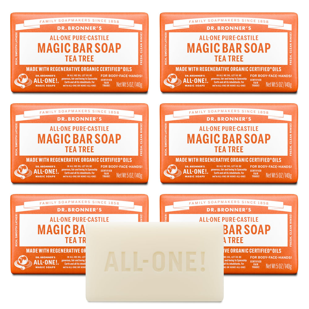 Dr. Bronner's Savon-barre Pure-Castile Arbre-a-the: nettoyage en douceur visage et corps.