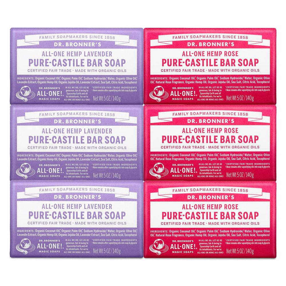 Dr. Bronner's savon-barre rose 5oz, hydratation douce visage et corps.