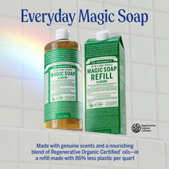 Dr. Bronner’s Savon Castile Amande – étiquette claire et flacon pratique.