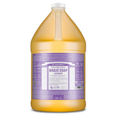 Dr. Bronner’s savon castille lavande en bouteille, usage polyvalent et pratique.