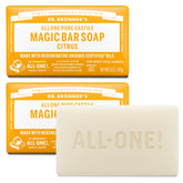 Dr. Bronner's savon en barre citrus 2 barres, nettoyage en douceur et parfum frais.