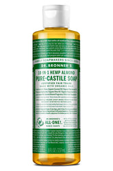 Dr. Bronner's Savon Castile Amande en bouteille – douceur naturelle et usage polyvalent.