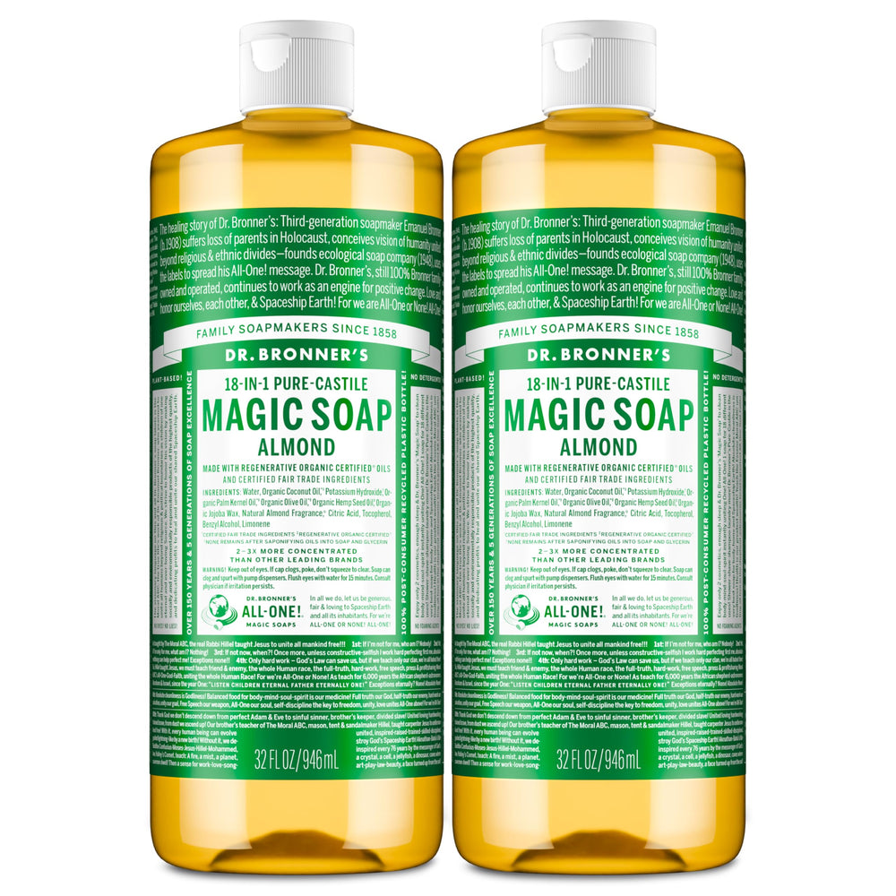Bouteille Dr. Bronner's Savon Liquide Pure-Castile Amande, douceur et propreté sur la peau